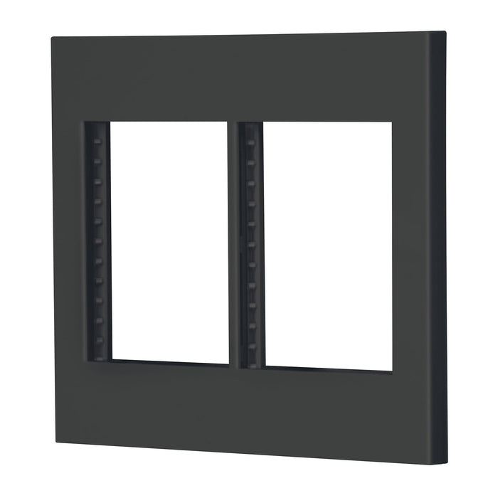 Placa 2 ventanas, 6 módulos, línea Española, color negro