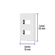 Placa 2 módulos de ABS, blanca, VOLTECK BASIC