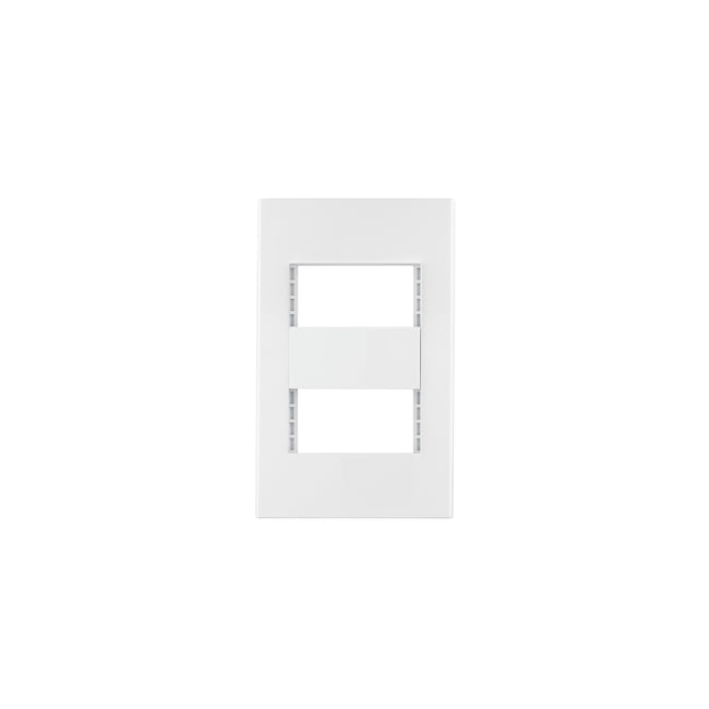 Placa 2 ventanas, 1 módulo, línea Española, color blanco