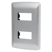 Placa 2 módulos de ABS, línea italiana, color plata, VOLTECK