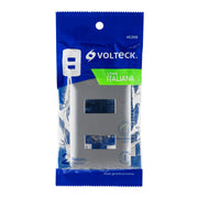 Placa 2 módulos de ABS, línea italiana, color plata, VOLTECK