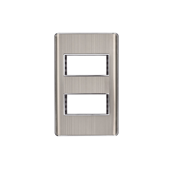 Placa de acero inox con 2 ventanas 1 módulo, línea Lisboa