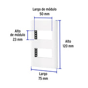 Placa blanca de 2 ventanas 1 módulo, línea Lisboa, VOLTECK
