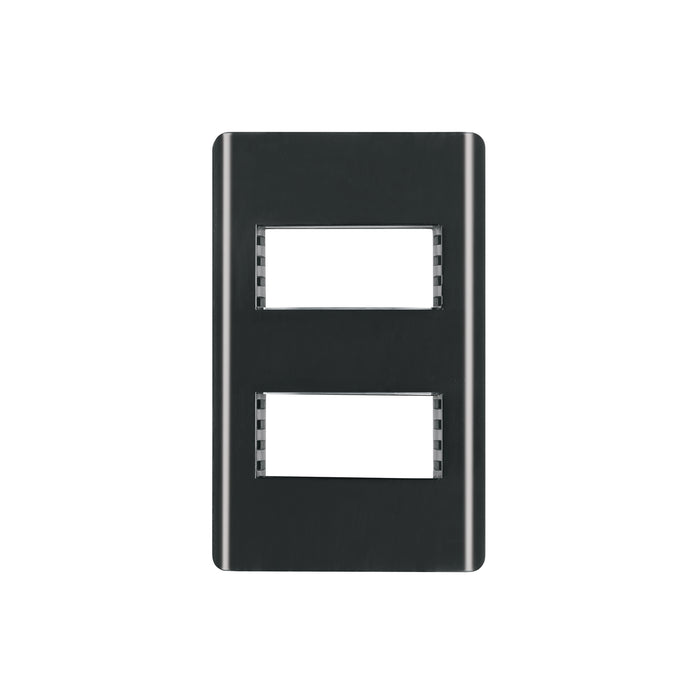 Placa negra de 2 ventanas 1 módulo, línea Lisboa, VOLTECK