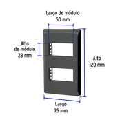Placa negra de 2 ventanas 1 módulo, línea Lisboa, VOLTECK