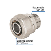 Conector para PEALPE, 1/2', con rosca macho, FOSET