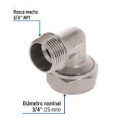 Codo 90° para PEALPE, 3/4', con rosca macho, FOSET