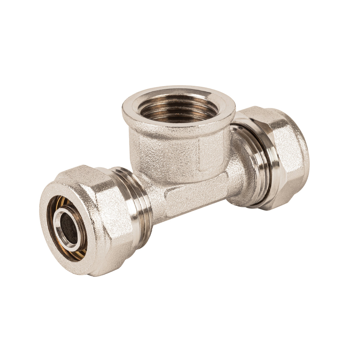 Tee para PEALPE,3/8x1/2x3/8',con rosca hembra central, FOSET