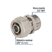 Conector para PEALPE, 3/8', con rosca macho, FOSET