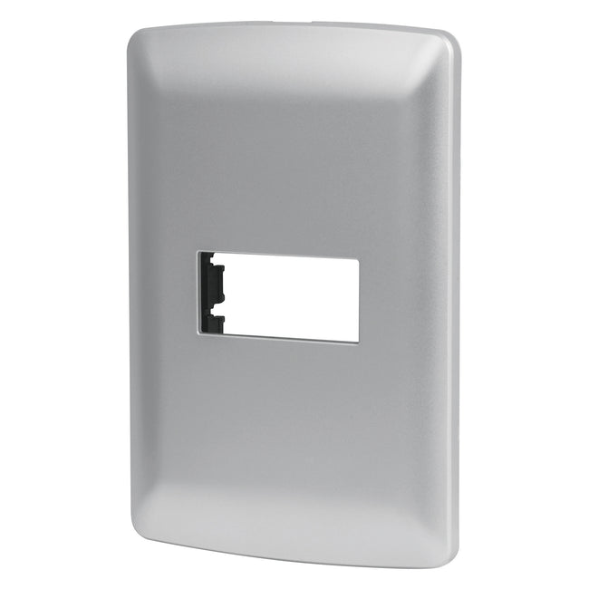 Placa 1 módulo de ABS, línea italiana, color plata, VOLTECK