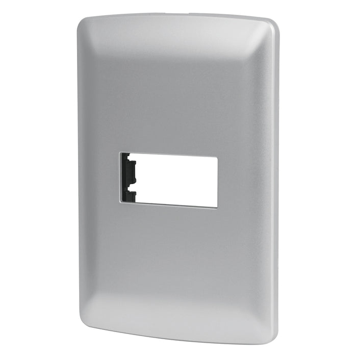 Placa 1 módulo de ABS, línea italiana, color plata, VOLTECK