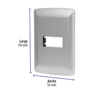 Placa 1 módulo de ABS, línea italiana, color plata, VOLTECK
