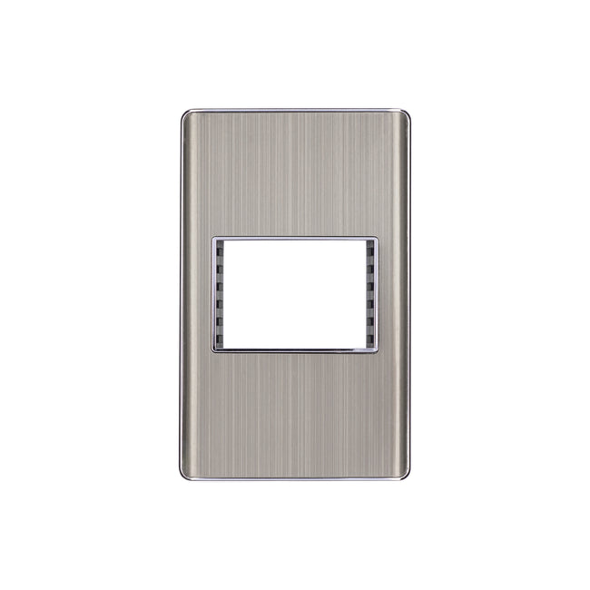Placa de acero inox con 1 ventana 1.5 módulos, línea Lisboa