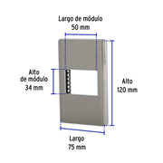 Placa de acero inox con 1 ventana 1.5 módulos, línea Lisboa