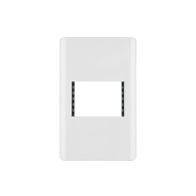 Placa blanca de 1 ventana 1.5 módulos, línea Lisboa, VOLTECK