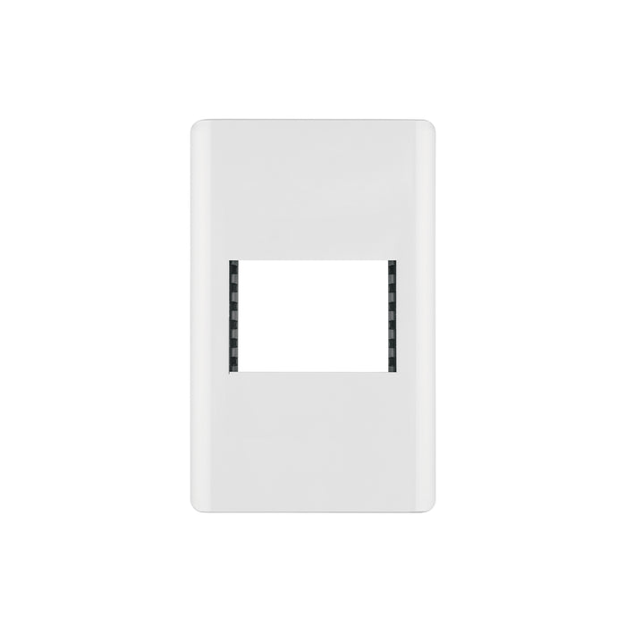 Placa blanca de 1 ventana 1.5 módulos, línea Lisboa, VOLTECK