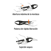 Pinza de presión 10' apertura amplia, TRUPER
