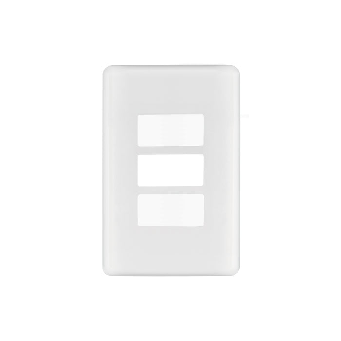 Placa 3 módulos de ABS, blanca, VOLTECK BASIC