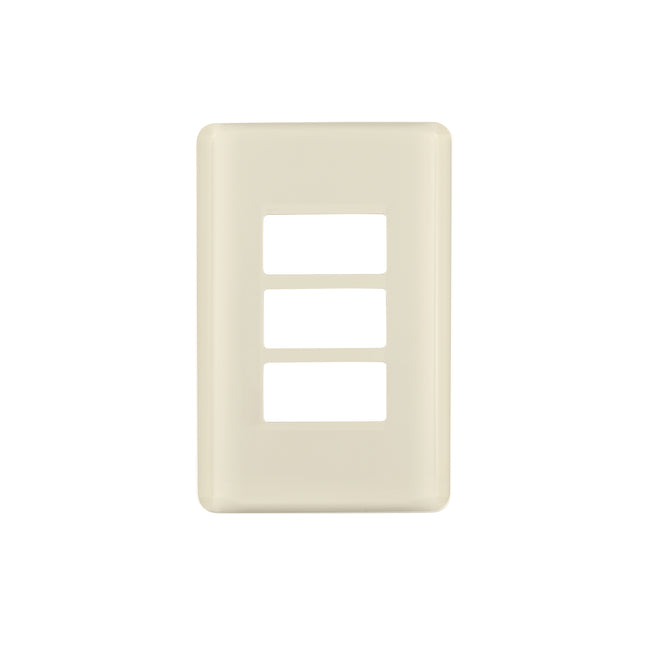 Placa 3 módulos, marfil, línea VOLTECK BASIC