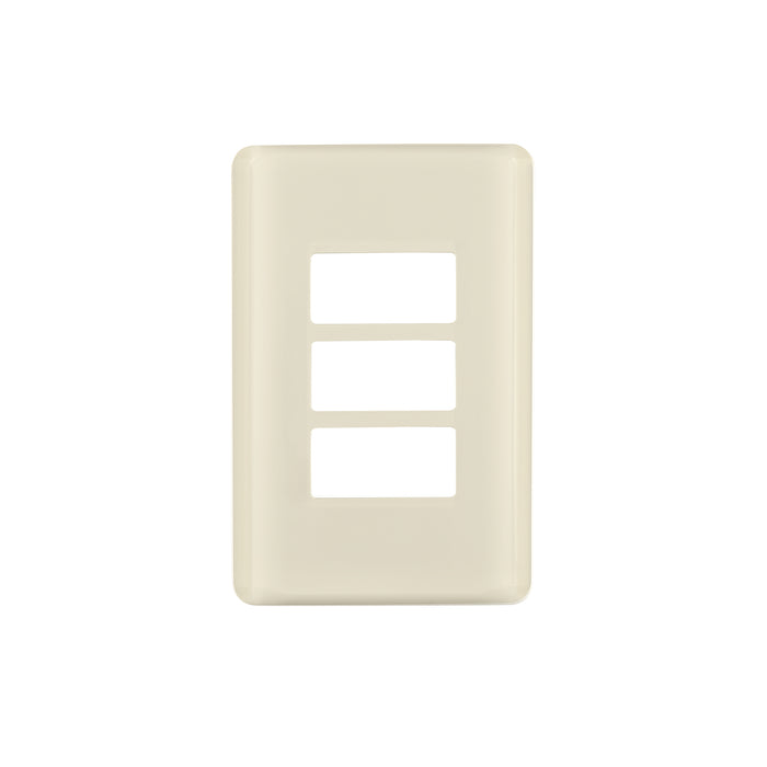 Placa 3 módulos, marfil, línea VOLTECK BASIC