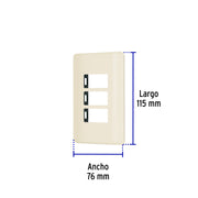 Placa 3 módulos, marfil, línea VOLTECK BASIC
