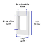 Placa 1 ventana, 3 módulos, línea Española, color blanco