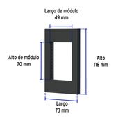 Placa 1 ventana, 3 módulos, línea Española, color negro