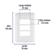 Placa de 3 módulos, blanca, Línea Italiana, VOLTECK