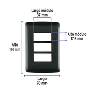 Placa de 3 módulos, negra, Línea Italiana, VOLTECK