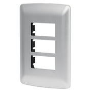 Placa 3 módulos de ABS, línea italiana, color plata, VOLTECK