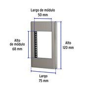 Placa de acero inox con 1 ventana 3 módulos, línea Lisboa