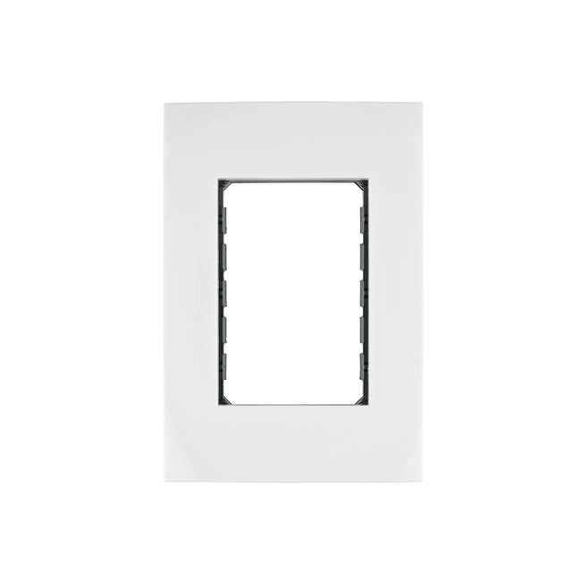 Placa 3 módulos de ABS, línea Oslo, color blanco, VOLTECK