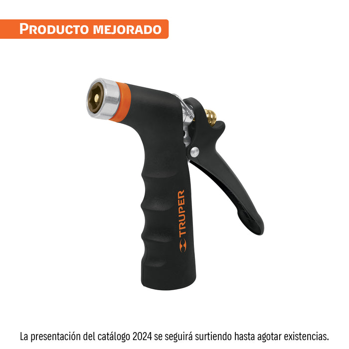 Pistola para riego de 2 funciones metálica con recubrimiento