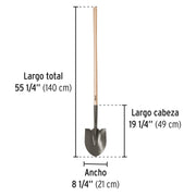 Pala redonda mango largo 44', PRETUL