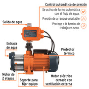 Bomba presurizadora multietapas 1/2 HP con control, TRUPER