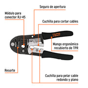 Pinza 8' ponchadora para cables RJ-45, 8 contactos, TRUPER