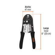 Pinza 8' ponchadora para cables RJ-45, 8 contactos, TRUPER