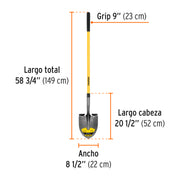 Pala redonda Tru Pro, mango largo de fibra de vidrio 48'