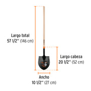 Pala redonda # 4 T-2000, mango largo 45', TRUPER