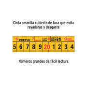 Flexómetro rojo 6 m cinta 25 mm, en tarjeta, PRETUL