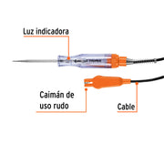 Probador de circuitos de corriente directa 20 cm, c/caimán