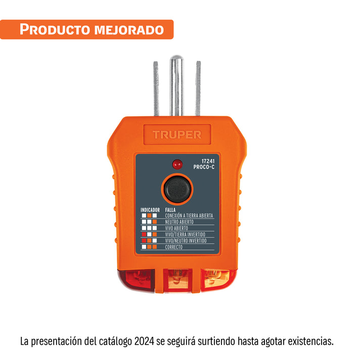 Probador de tomacorriente, corriente alterna, TRUPER