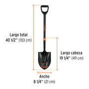 Pala redonda T-2000, puño 'Y' mango fibra de vidrio, TRUPER