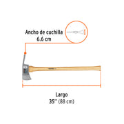 Hacha Pulaski 3-1/2 lb, mango de hickory 35', TRUPER
