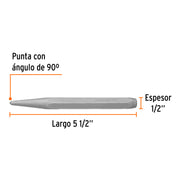 Punzón 1/2' para barrenar, largo 5-1/2', TRUPER