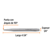 Punzón 1/4' para barrenar, largo 4-1/4', TRUPER