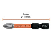 Estuche con 15 puntas de cruz PH2 de impacto largo 2'