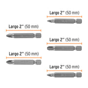 Estuche con 5 puntas pozidriv combinadas largo 2', EXPERT