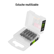 Estuche con 5 puntas planas de 1/4' largo 1', TRUPER EXPERT