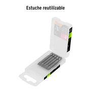 Estuche con 5 puntas planas de 1/4' largo 2', TRUPER EXPERT